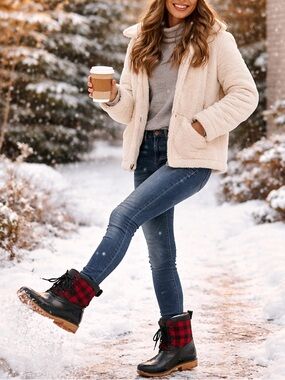 Skechers Red and Black Winter Boots